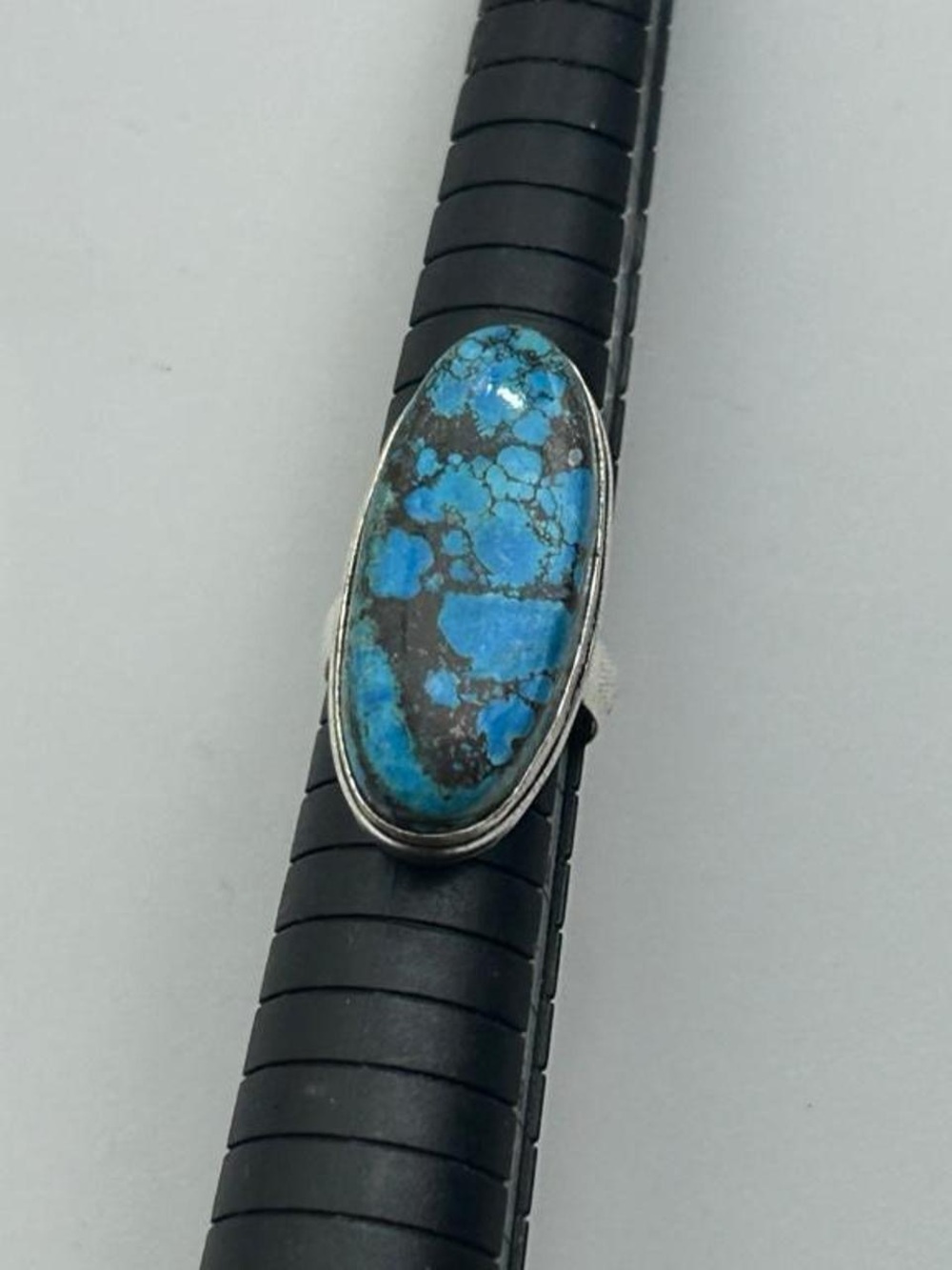 925 Silver Turquoise Oval Ring - Blue Stone